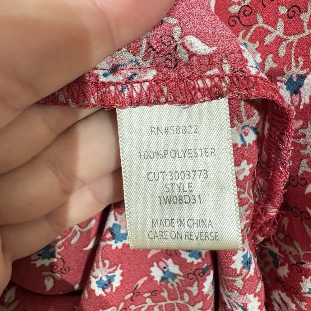 Max Studio Womens 2X Dainty Floral Popover Top Red Multi Office Cottage Feminine - Picture 6 of 9